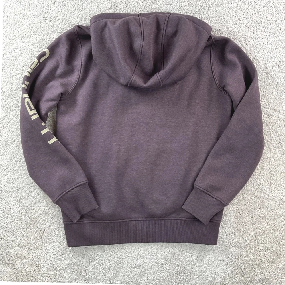 Carhartt Womens Relaxed Fit Fleece Hoodie Plum Purple Graphic Sleeve Medium - Picture 5 of 7